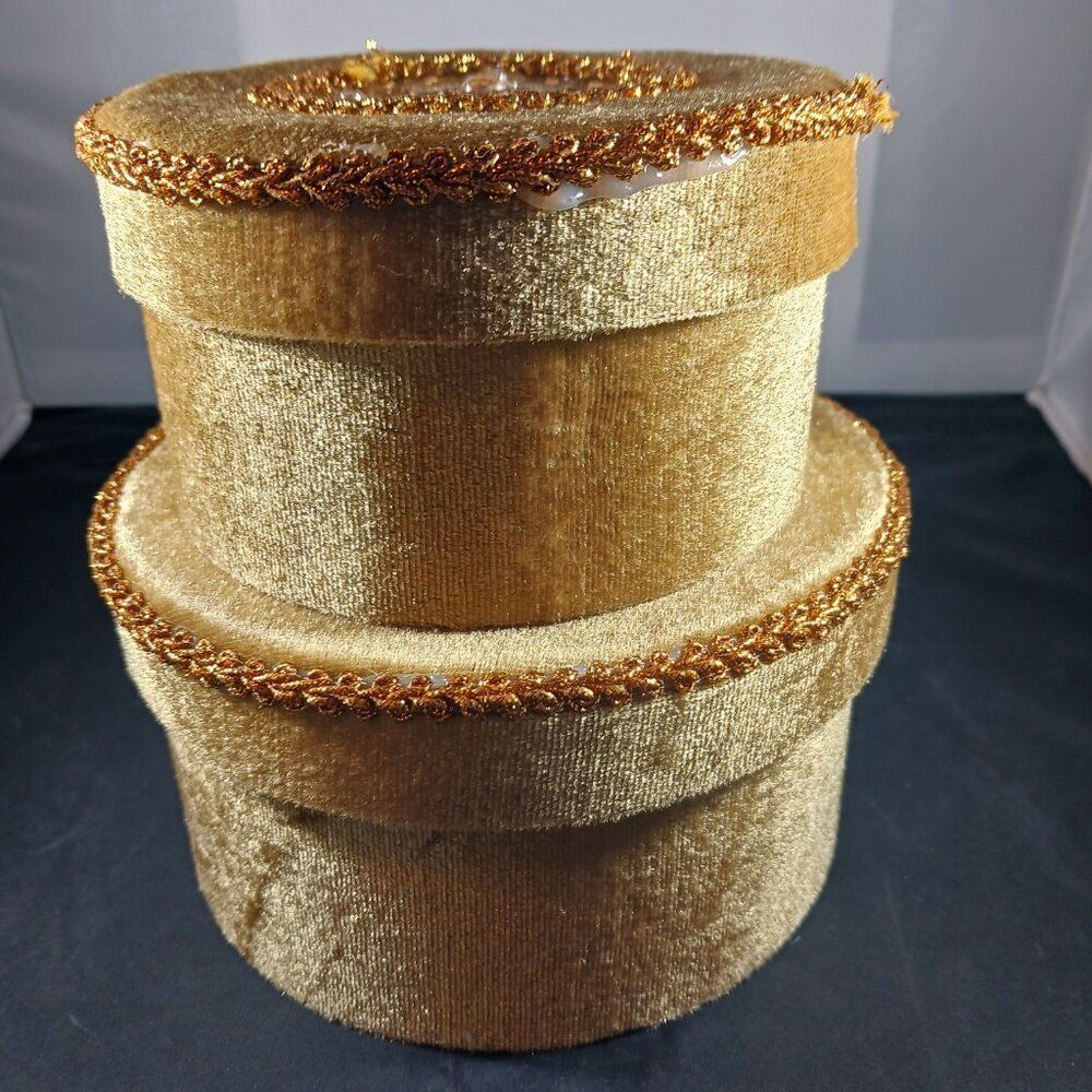 2 Vintage Nesting Box Yellow Velvet